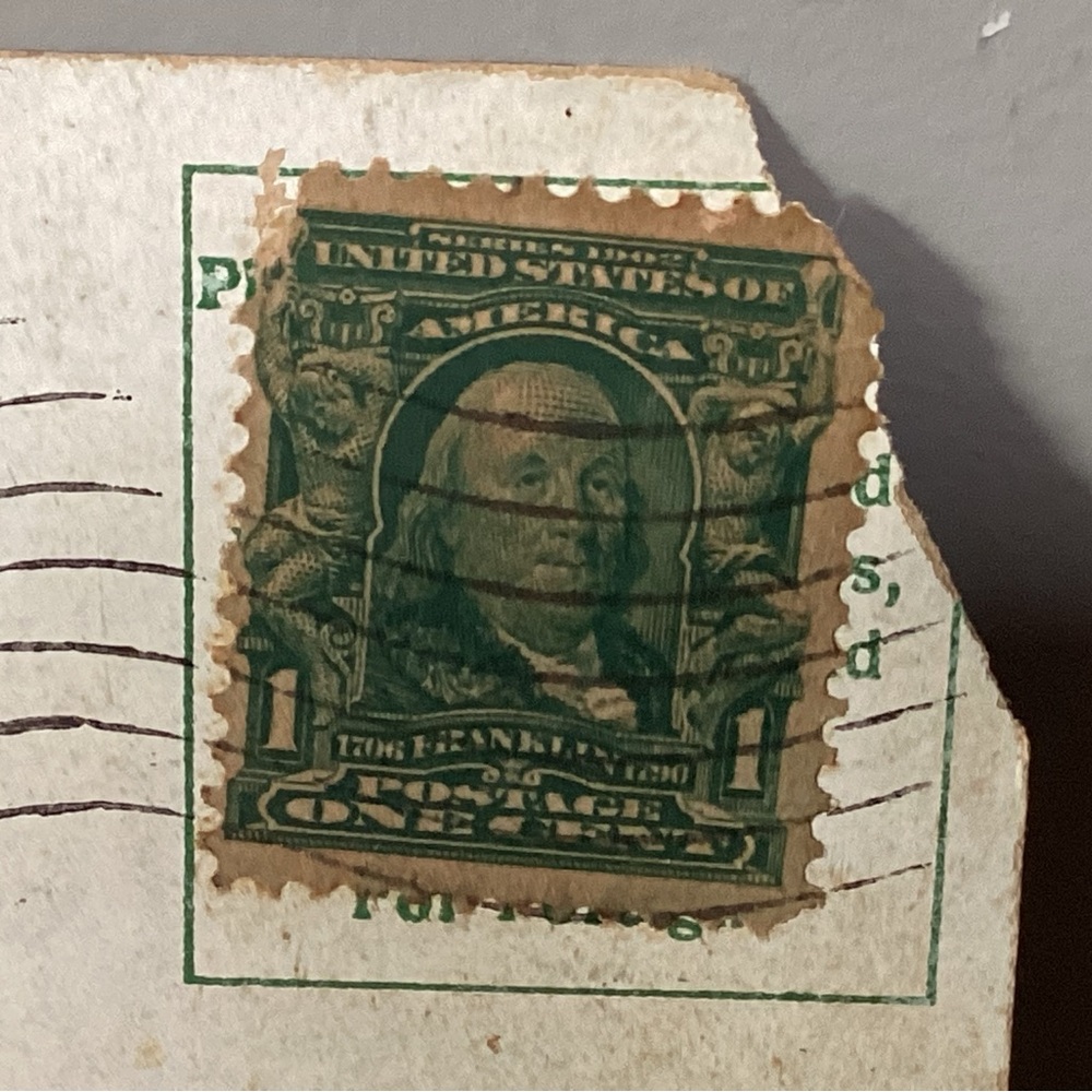 🟢 Antique - Dated 1909 - Post Card - 1 Cent Canceled Stamp - Benjamin Franklin - Picture 7 of 16